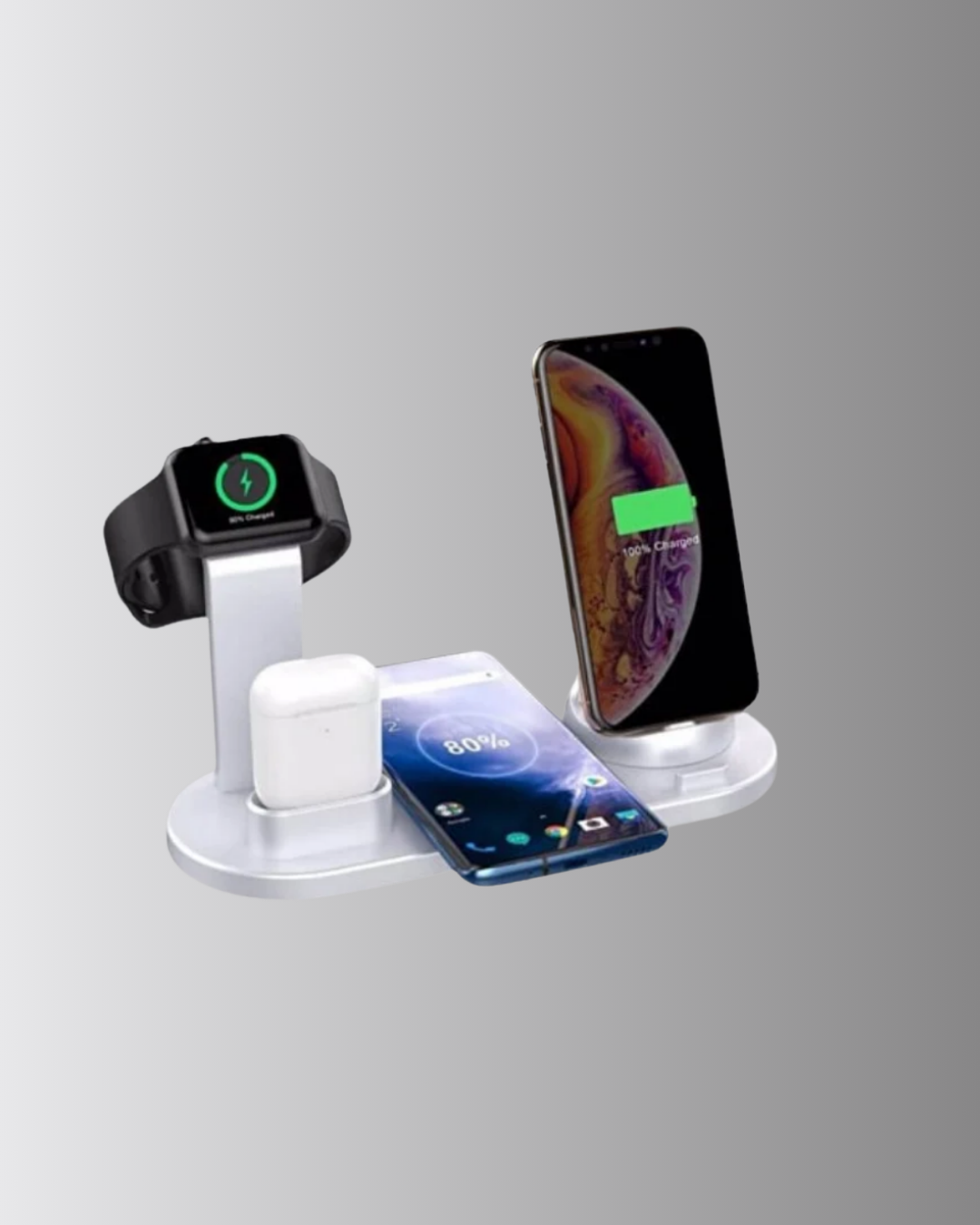 4’lü Apple Kablosuz Şarj Standı iPhone Watch ve AirPods Çoklu Şarjlı