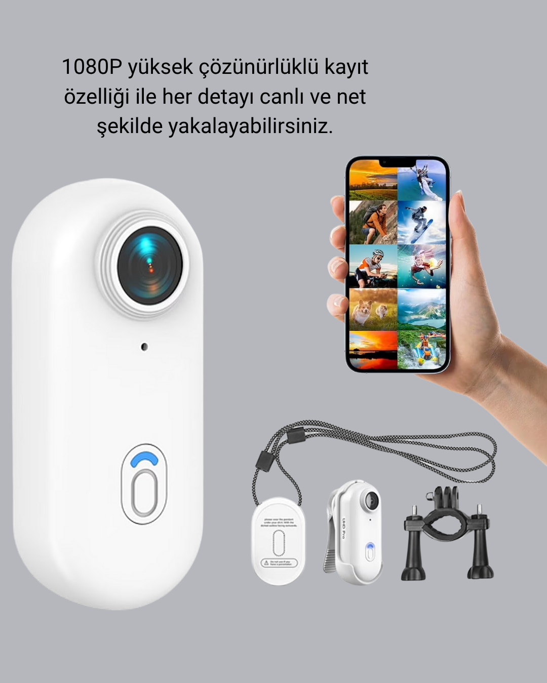 1080P Full HD Spor Kamerası 360° Klips ve WiFi Özellikli