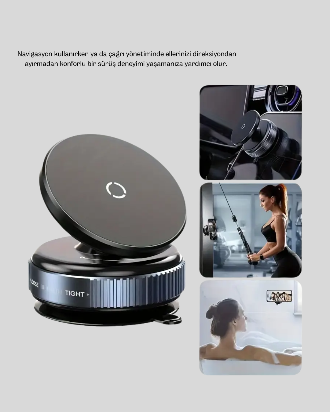 Mıknatıslı Araç Telefon Tutucu Vakum Teknolojili 360° Ayarlanabilir