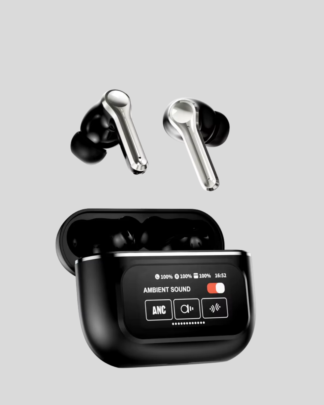 Bluetooth 5.3 ANC Kablosuz Kulaklık – Dokunmatik Kontrol, Dijital Ekran ve Uzun Pil Ömrü