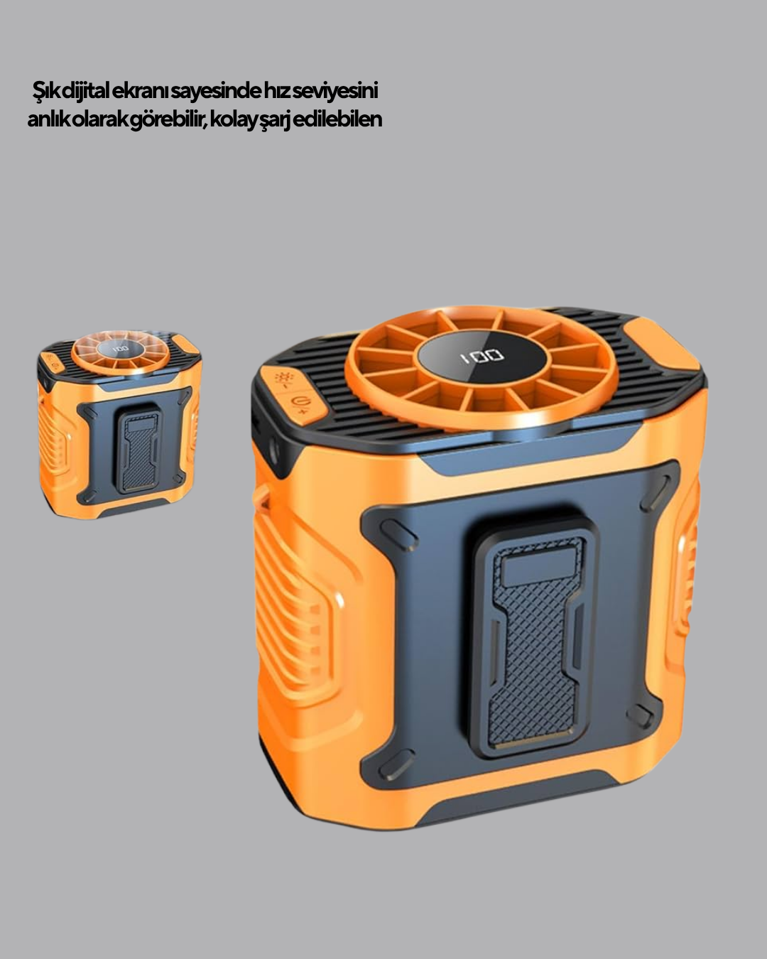 Turbo Mini Taşınabilir Fan – 100 Kademeli Dijital Hız Kontrolü ve Type-C Şarj