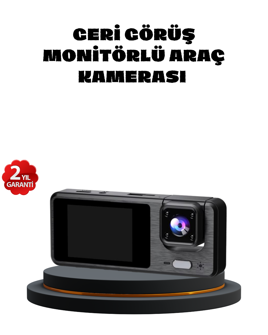 3 Kameralı Araç DVR 1080P Ön + HD Arka + İç Kamera Döngü Kayıt 2’’ Ekran