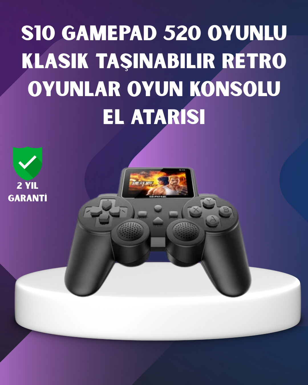 500 Dahili Oyunlu Taşınabilir Retro El Konsolu-2.4 inç Renkli Ekranlı