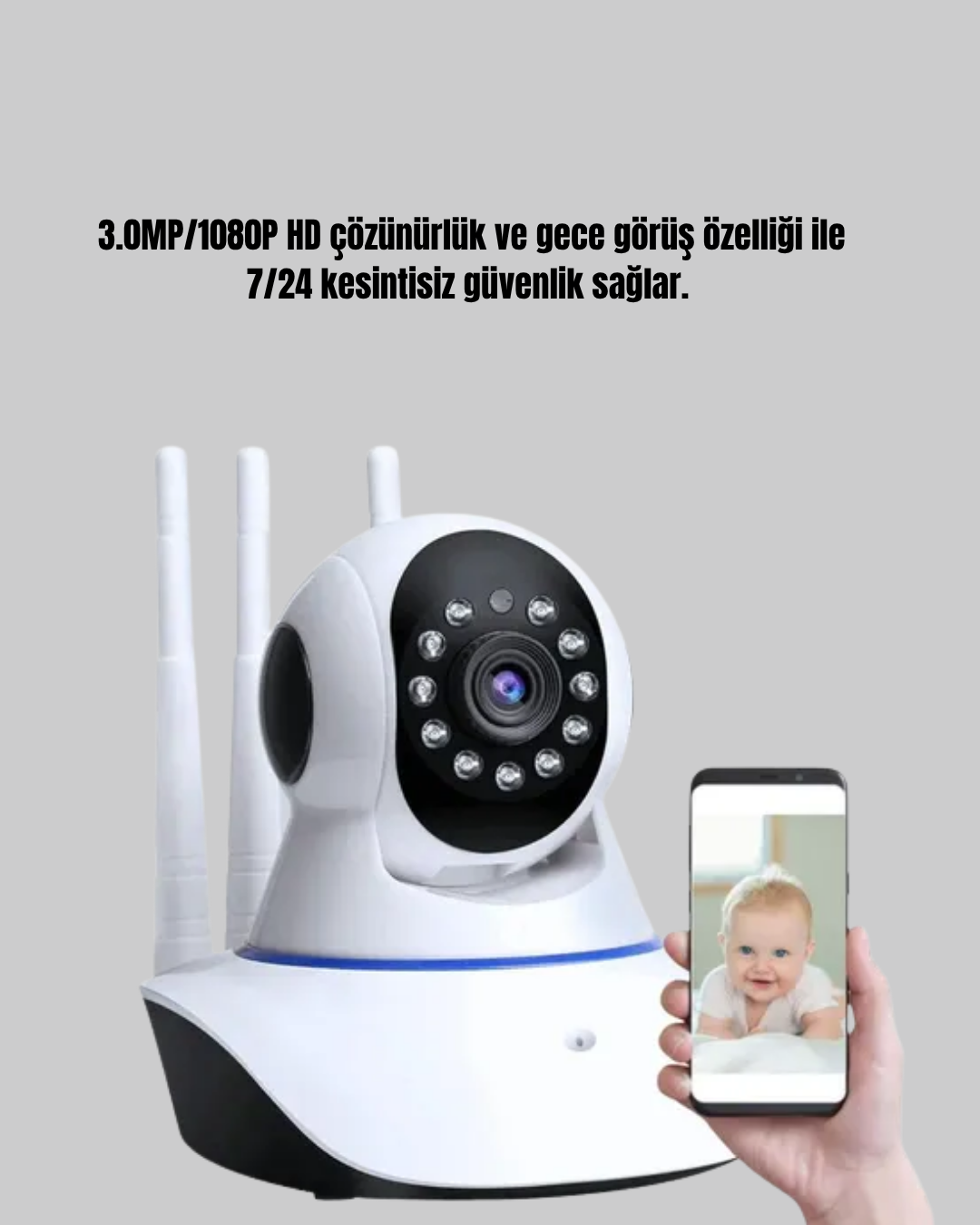 Full HD Akıllı IP Kamera – Gece Görüşlü, Hareket Sensörlü, Çift Yönlü Ses ve Online Kayıt Özellikli