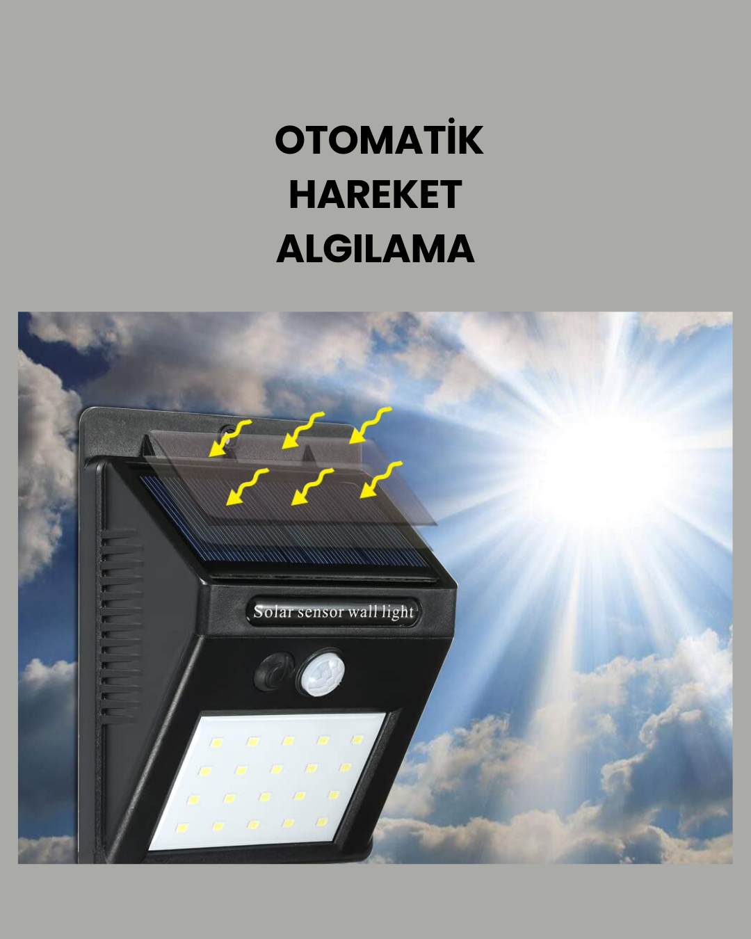 Bahçe ve Veranda İçin Güneş Paneli ile Otomatik Şarj Olan LED Duvar Lambası