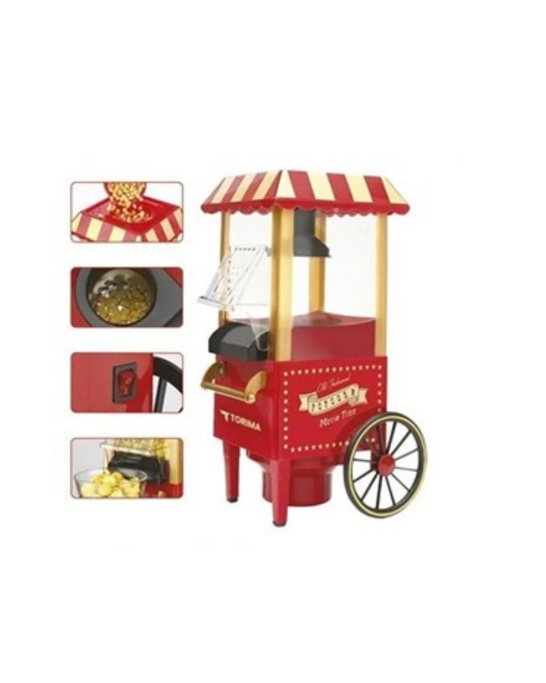 Yağsız Mısır Patlatma Makinesi Sıcak Hava Popcorn Makinesi Nostaljik Tasarım