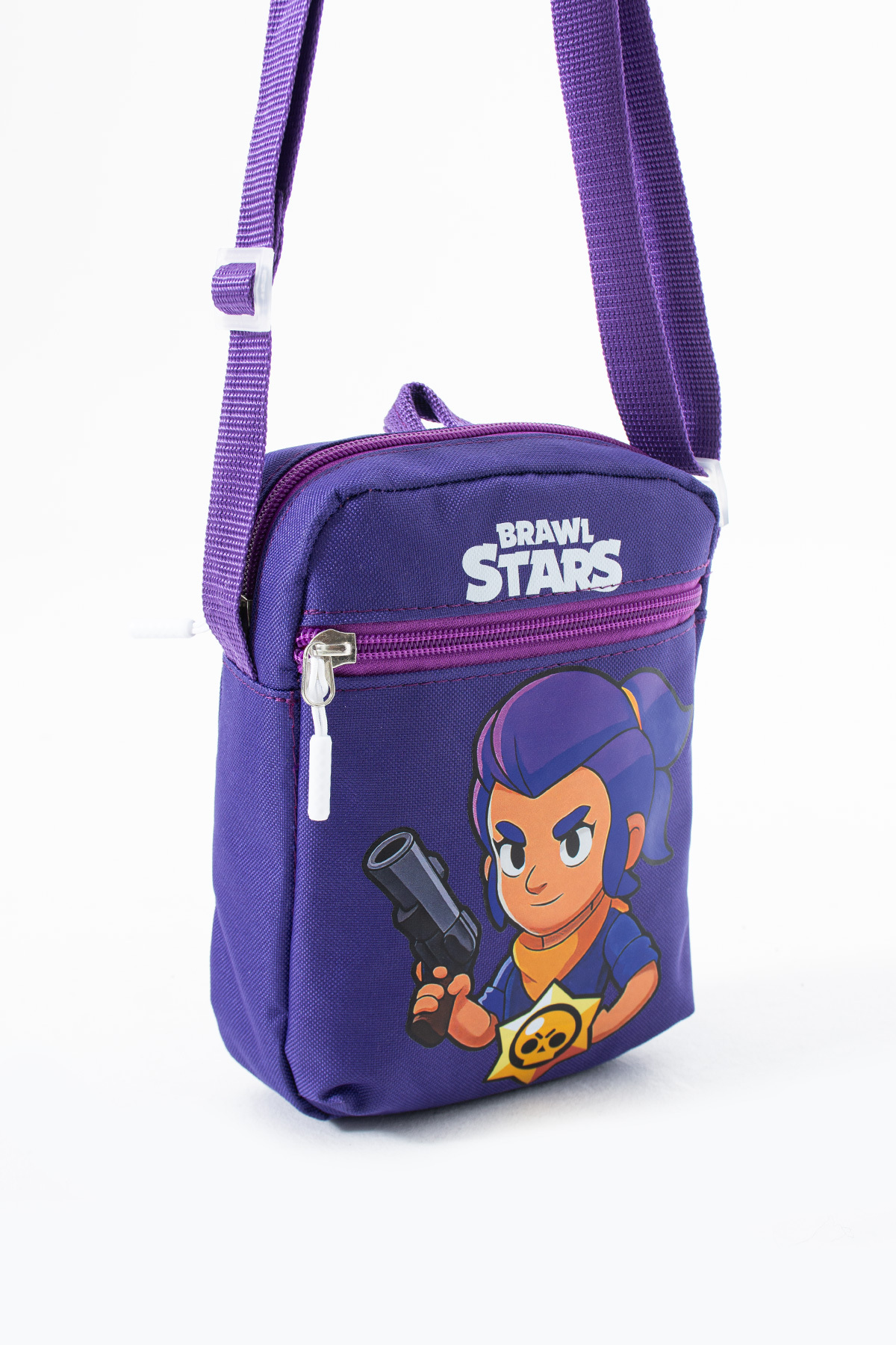 Brawl Stars Shelly Çocuk Omuz Çantası – 3 Bölmeli – Su Geçirmez Kumaş (21×16×6 cm)