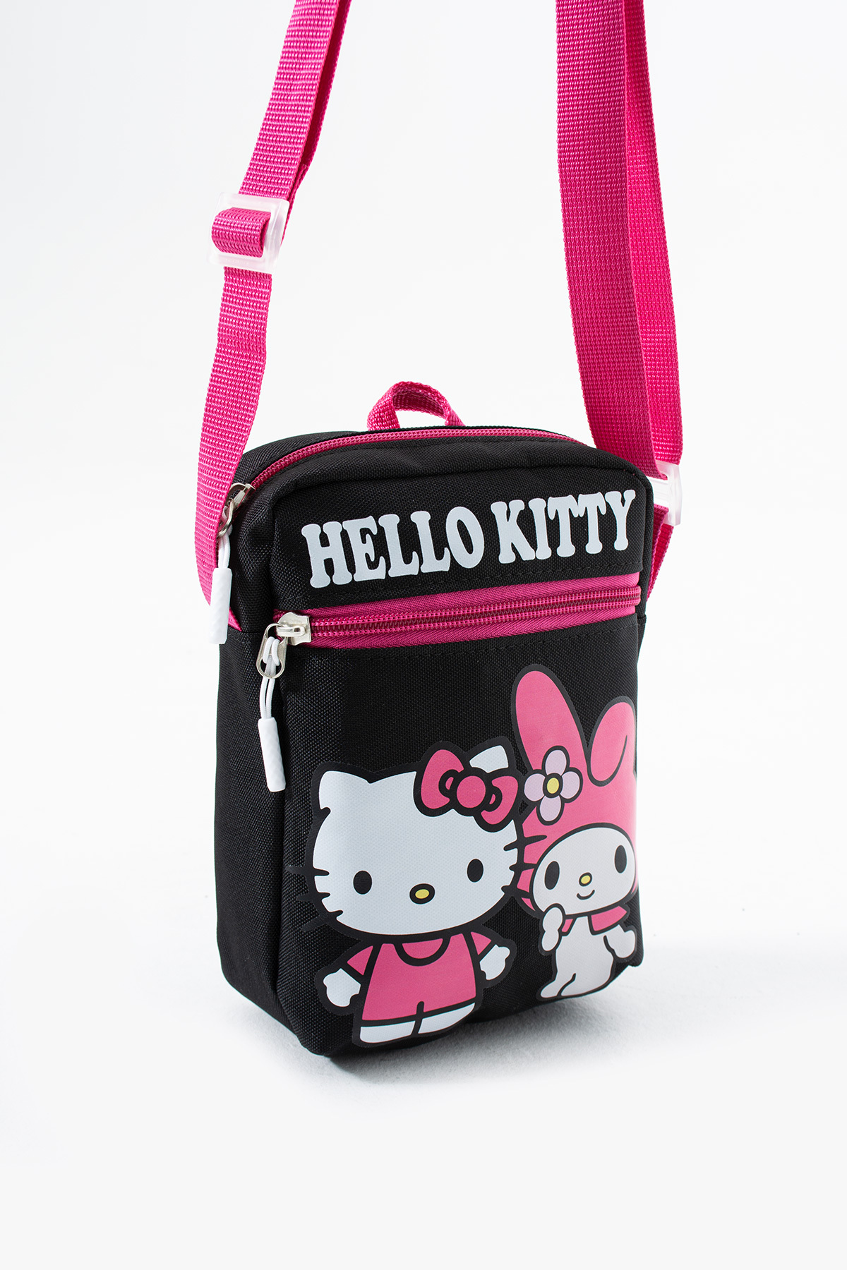 Hello Kitty Melody Çocuk Omuz Çantası – 3 Bölmeli – Su Geçirmez Kumaş (21×16×6 cm)
