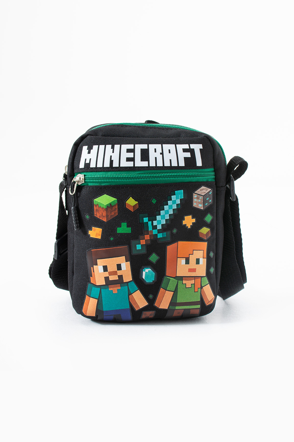 Minecraft Steve Alex Creeper – 3 Bölmeli – Su Geçirmez Kumaş (21×16×6 cm)