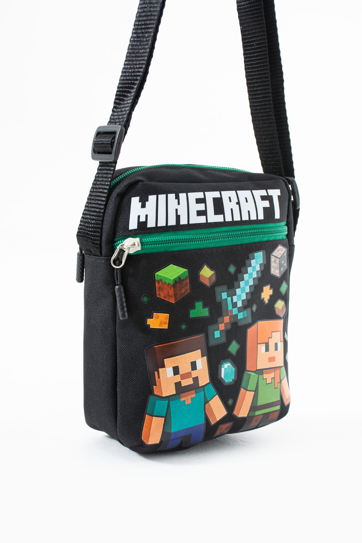 Minecraft Steve Alex Creeper – 3 Bölmeli – Su Geçirmez Kumaş (21×16×6 cm)
