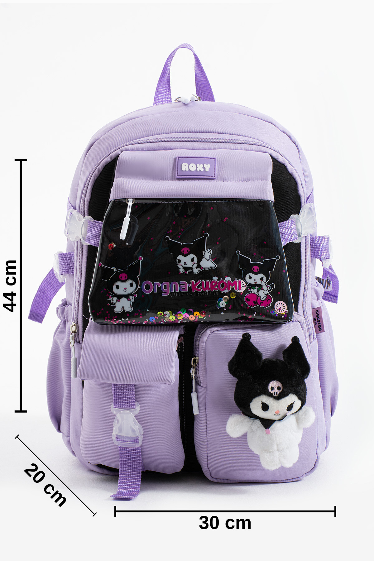 Kuromi Kore Kawaii Okul Çantası Seti – Sırt Çantası + Beslenme Çantası + Kalemlik