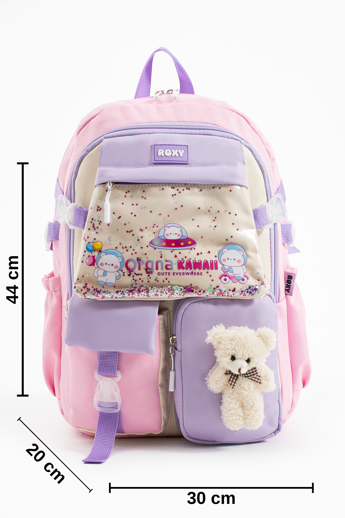 Kawaii Kore Tarzı Ayıcıklı Çok Bölmeli Çocuk - Okul Çantası , Beslenme Çantası , Kalemlik Seti