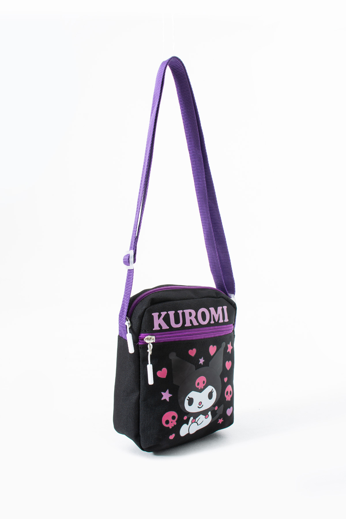 Kuromi Çocuk Omuz Çantası – 3 Bölmeli – Su Geçirmez Kumaş (21×16×6 cm)