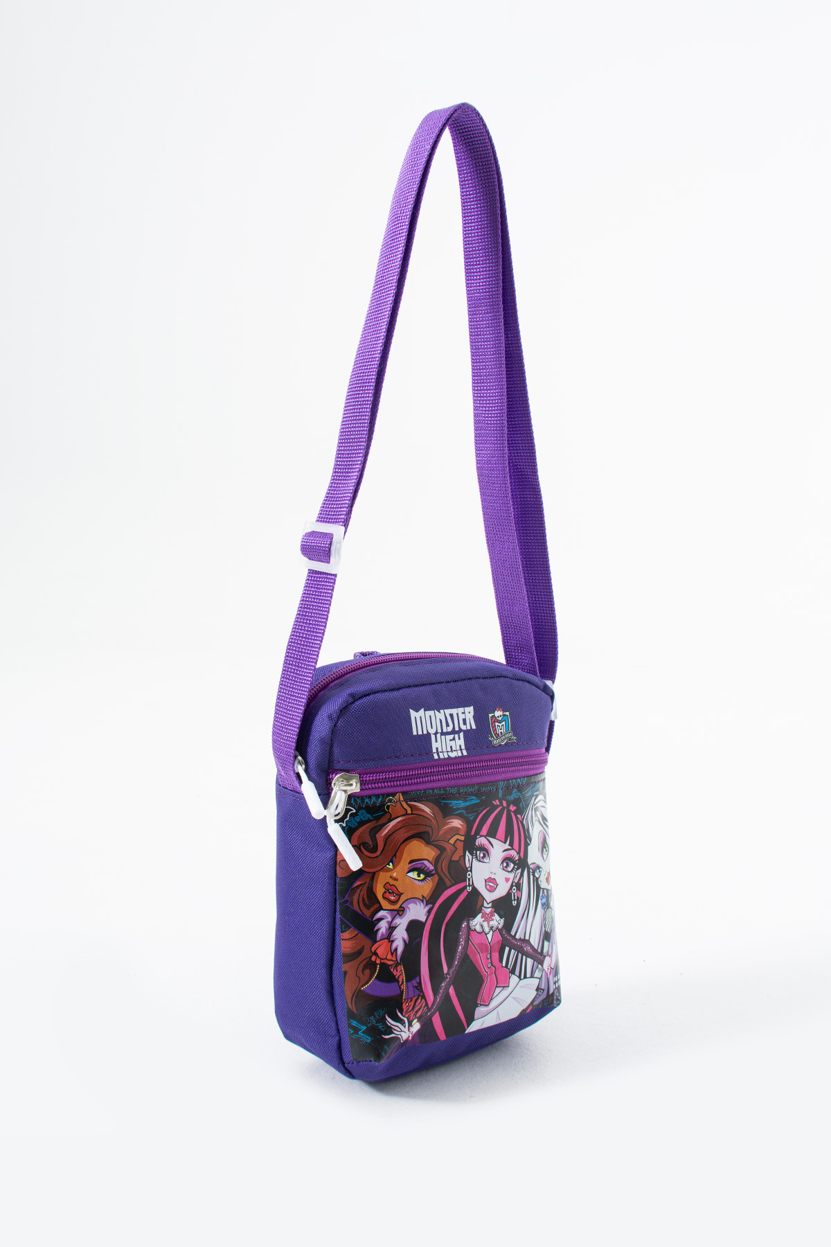 Mor Monster High Draculaura Çocuk Omuz Çantası – 3 Bölmeli – Su Geçirmez Kumaş (21×16×6 cm)
