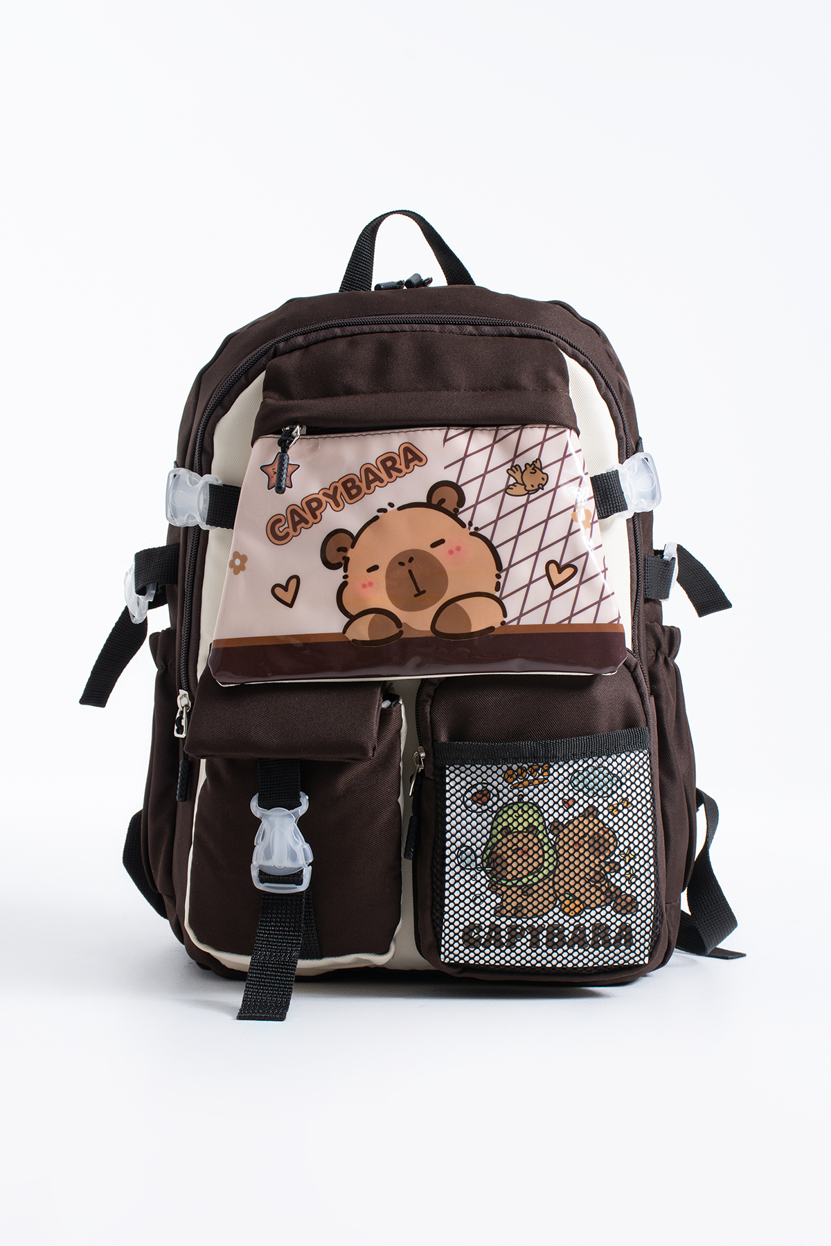 Kore Kawaii PVC Baskılı Okul Çantası ( Su Geçirmez Özel Gabardin Kumaş , Organizer Fileli Cepler )