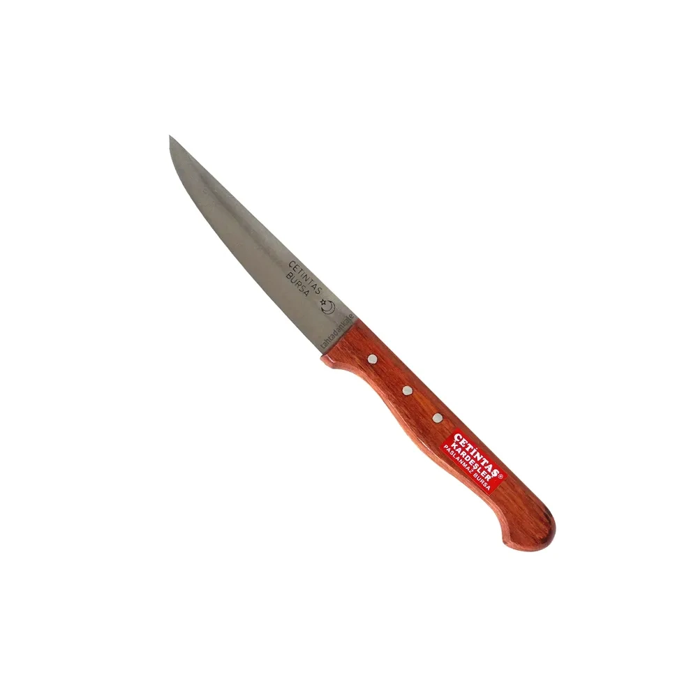 Çetintaş Paslanmaz Bursa Sebze Bıçağı 12 Cm, Ahşap Gül Sap