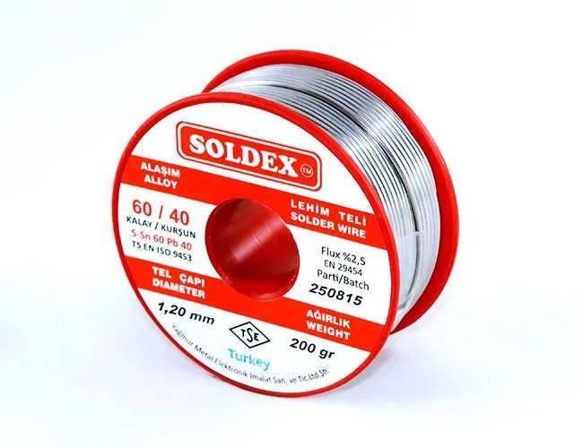 Soldex 60-40 Lehim Teli 200 Gr 1,2 Mm - Sn:60 / Pb:40