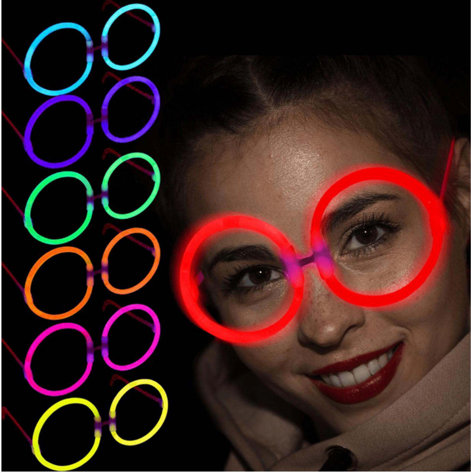 Glow  Yuvarlak Gözlük - Glow Partisi Gözlükleri - Glow Gözlük 12 Adet