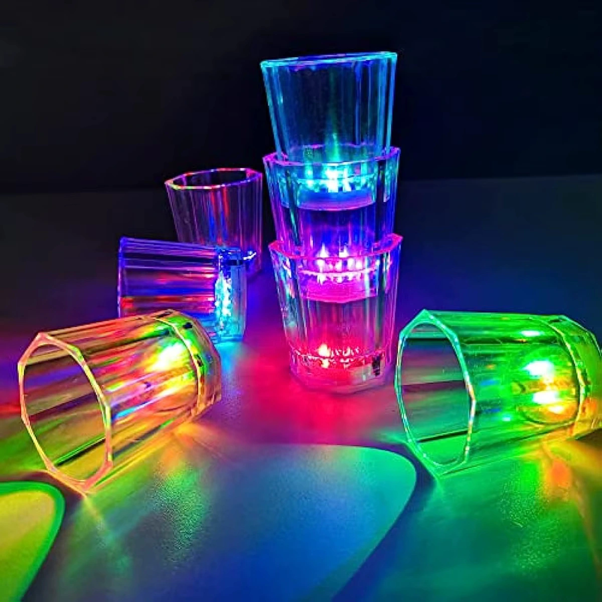 Renkli Led Parlayan Fiber Optik Glow Işıklı Bardak 5,5 X 5,5 Cm 1 Adet