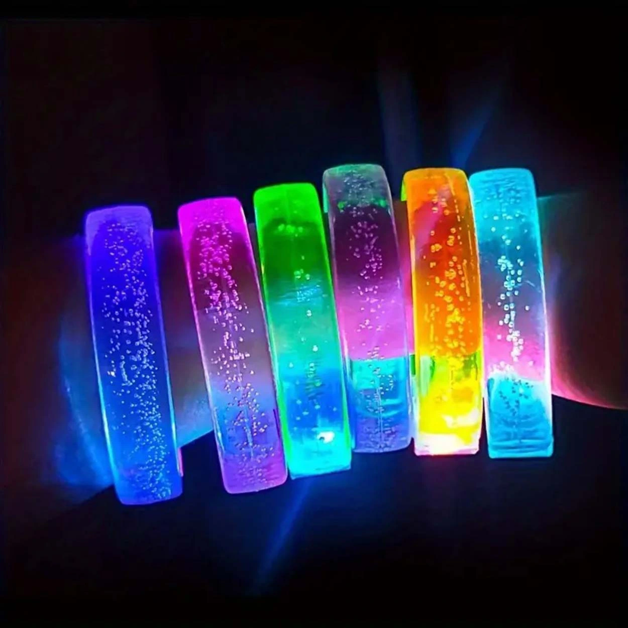 Mavi Led Işıklı Baskı Yapılabilen Pilli Bileklik Bilezik 1,5 Cm Genişlik