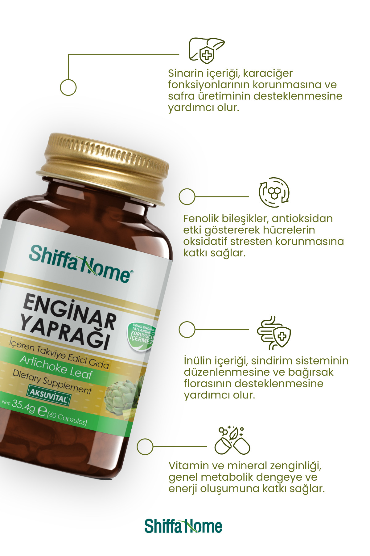Shiffa Home Bitkisel Enginar Yaprağı 60 Kapsül