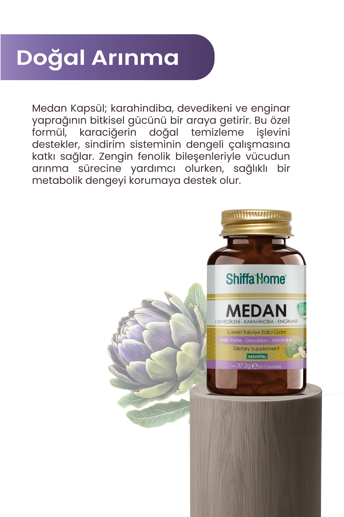 Medan Kapsül - Enginar, Devedikeni, Karahindiba - 60 Kapsül
