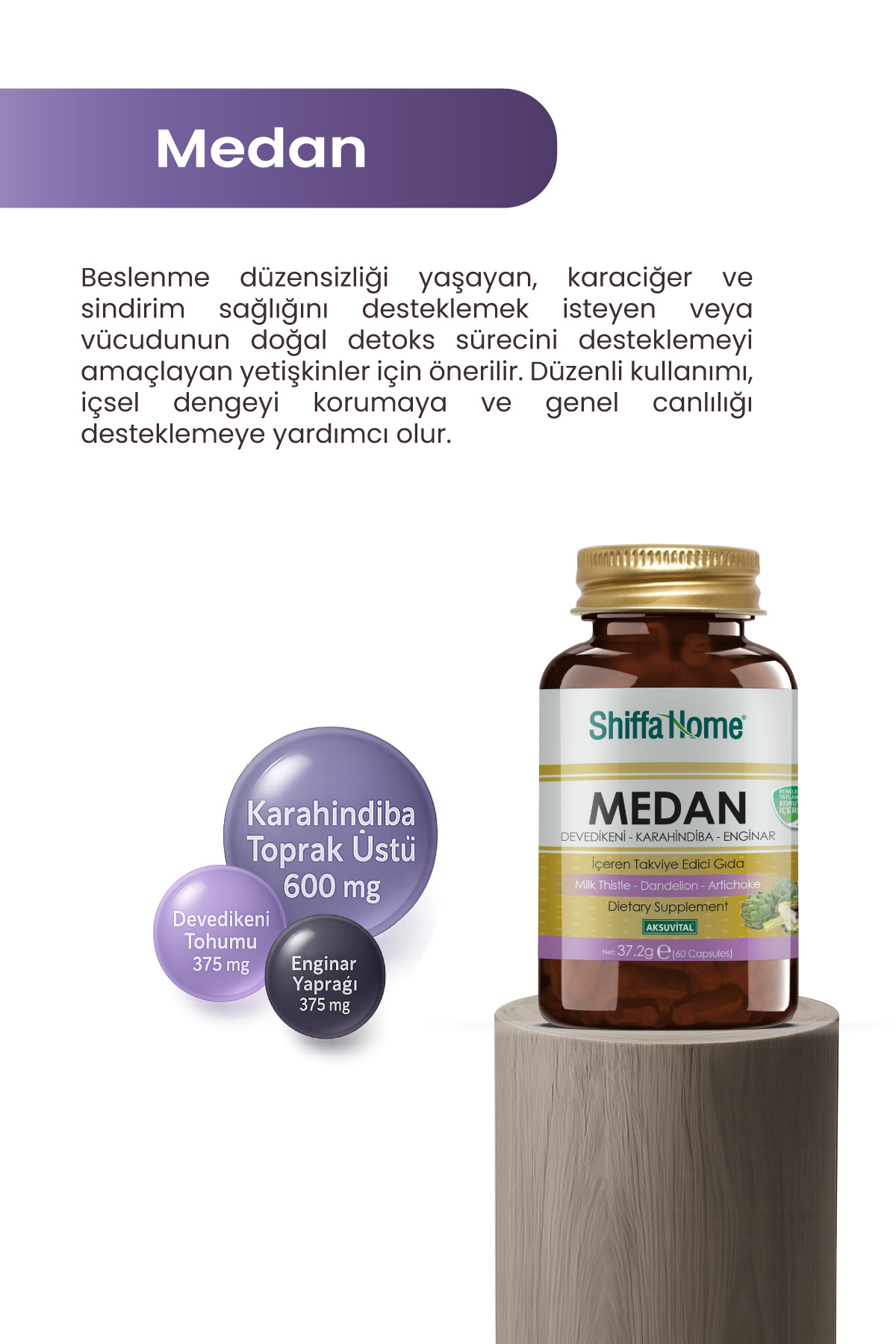 Medan Kapsül - Enginar, Devedikeni, Karahindiba - 60 Kapsül