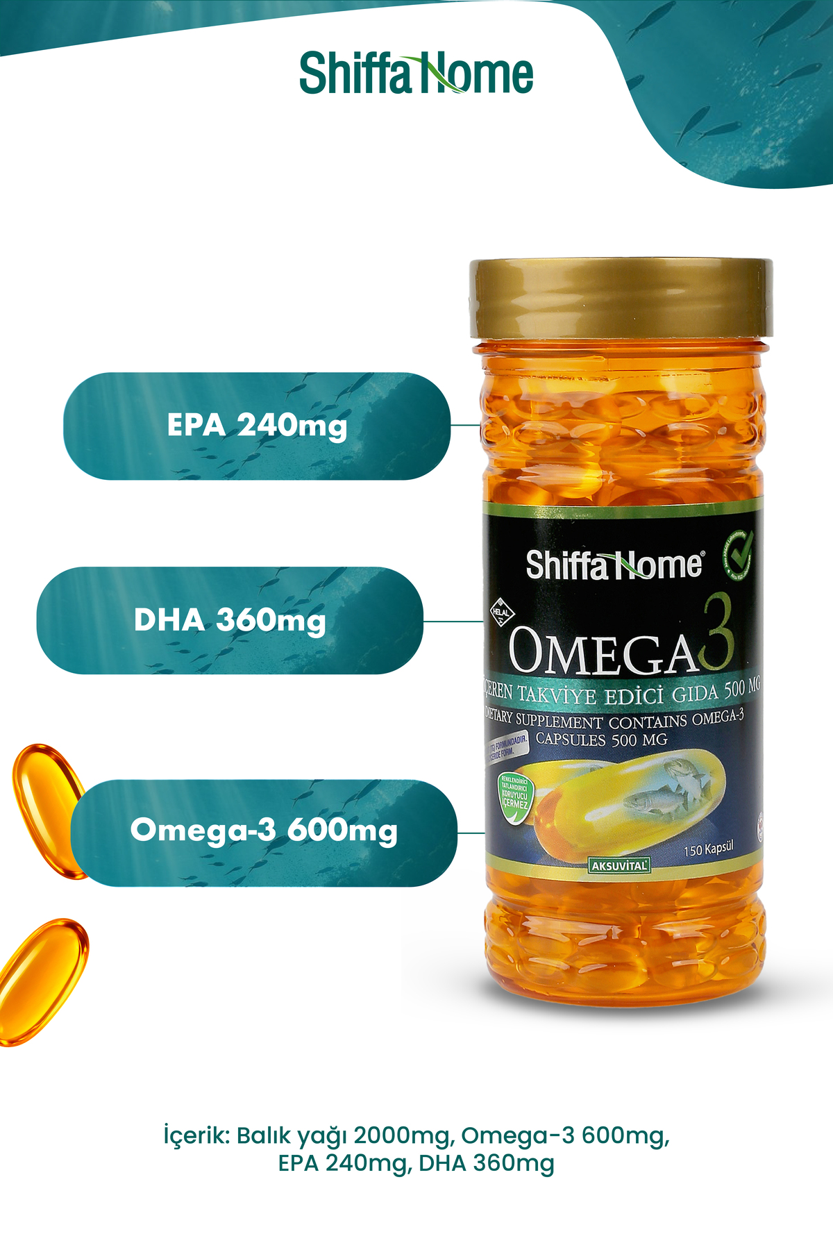 Shiffa Home Omega-3 500 Mg X 150 Soft Jel