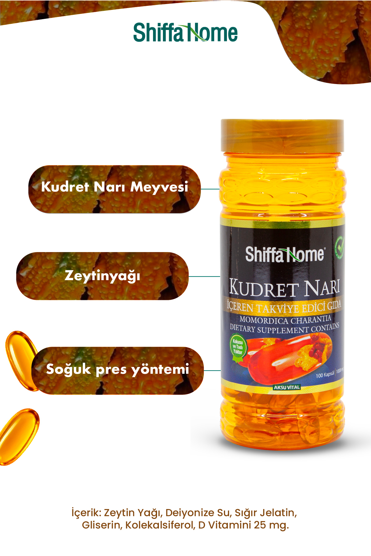Zeytinyağlı Kudret Narı Softjel 100 Kapsül 1.000 Mg