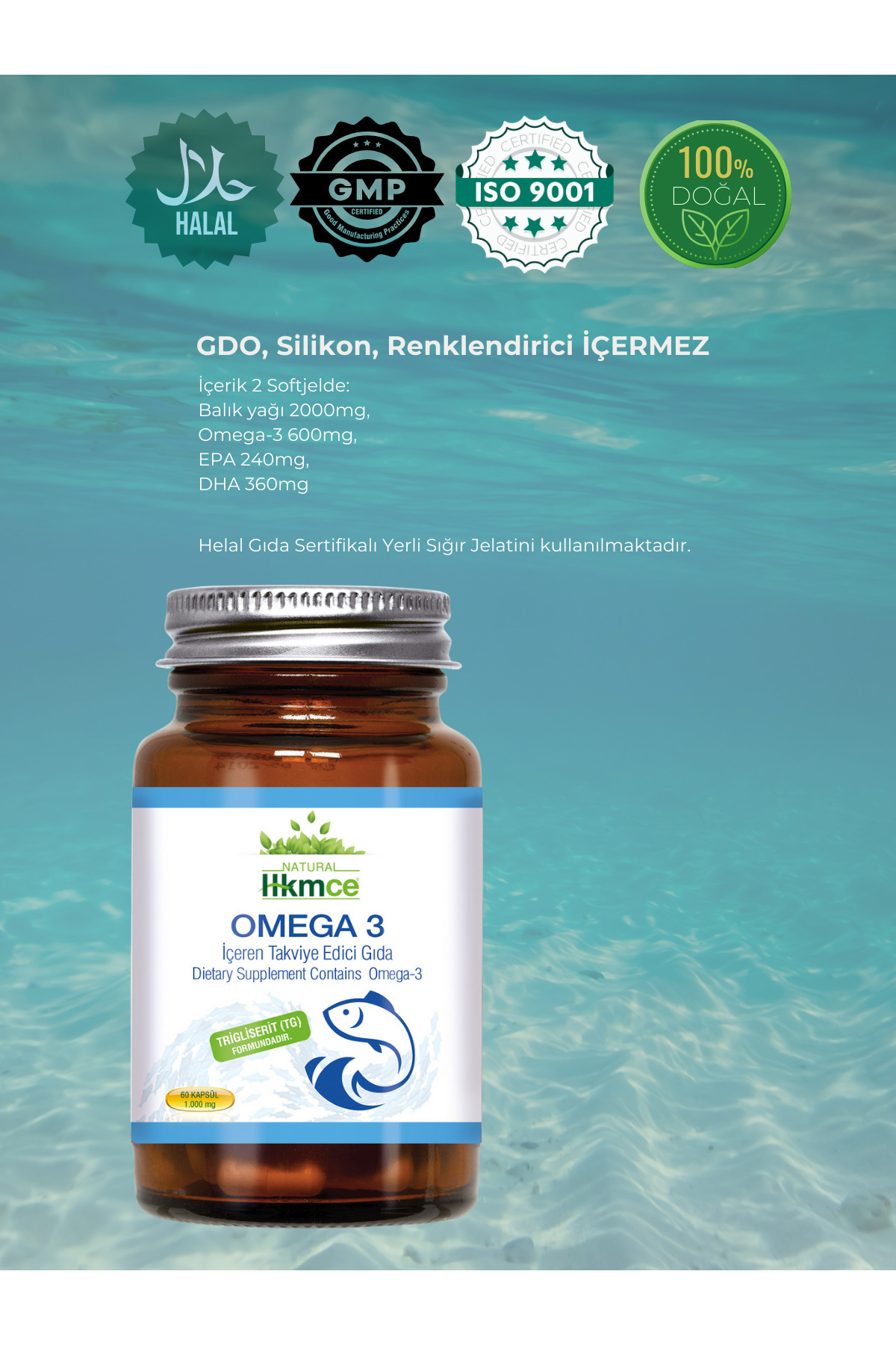 Omega 3 - 60 Kapsül 1000 Mg Balık Yağı Epa Dha - Natural Hekimce