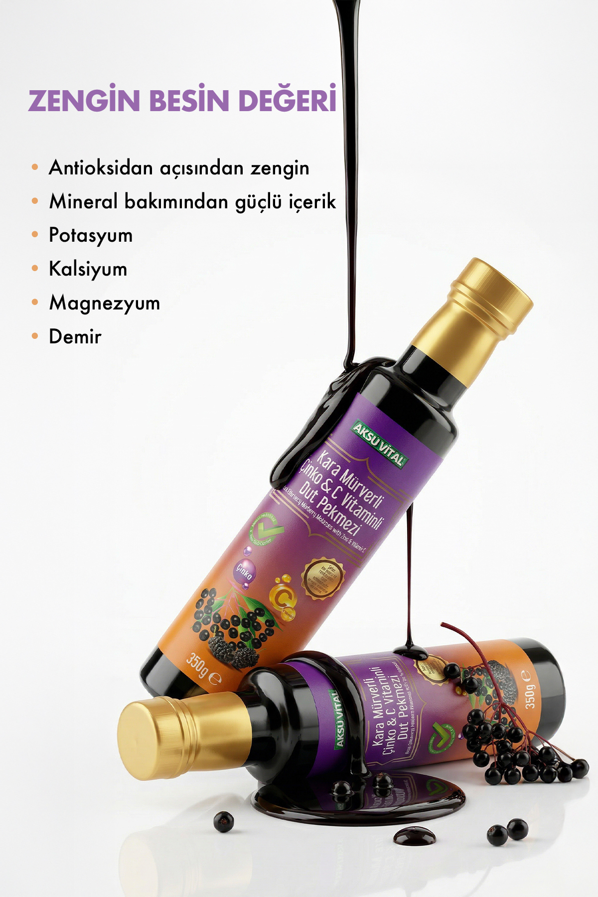Kara Mürverli Çinko ve C Vitaminli Dut Pekmezi - 350 gr.
