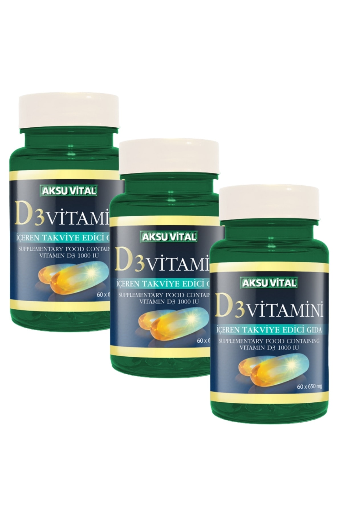 D3 Vitamini 60 Softgel 650mg x 3 Adet