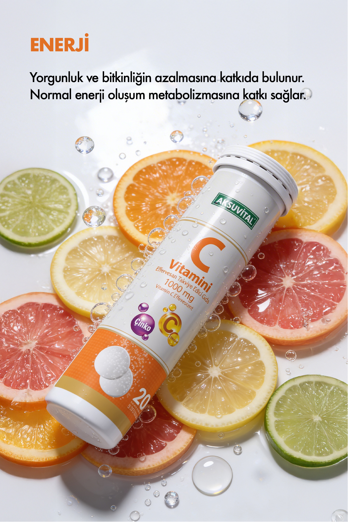 C Vitamini Çinko 1000mg 20 Efervesan Tablet