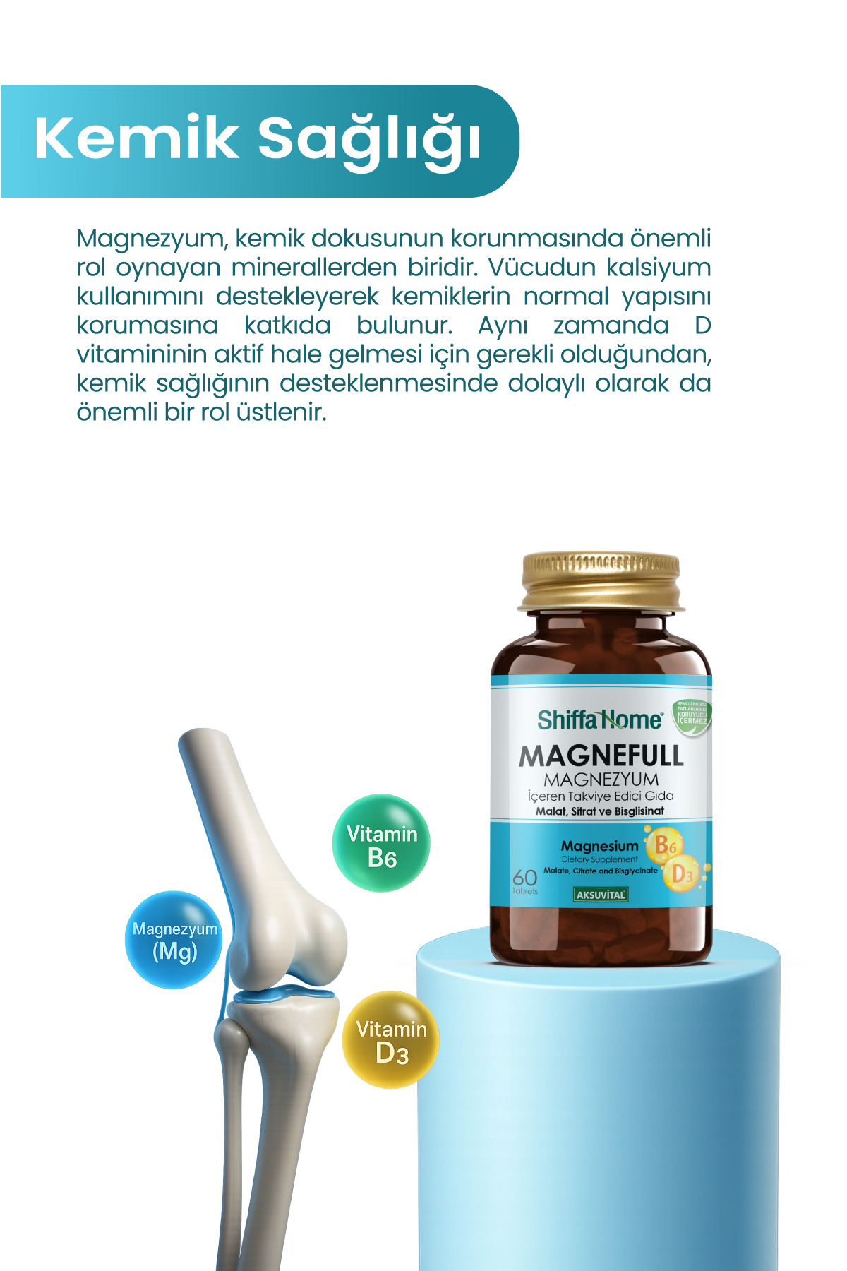 Magnefull 60 Tablet - Magnezyum Sitrat Malat Bisglisinat