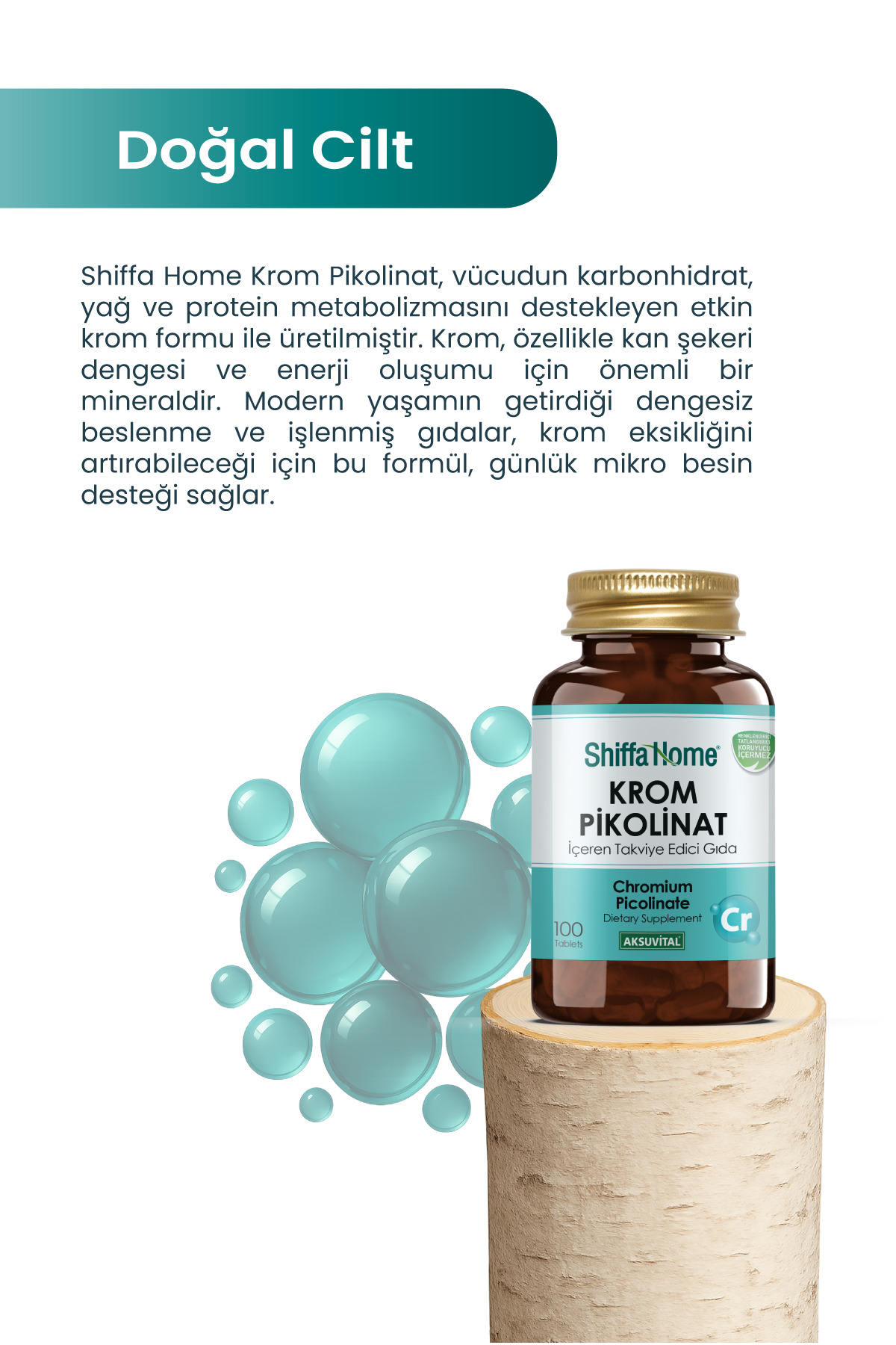 Krom Pikolinat Diyet Takviyesi 100 Tablet