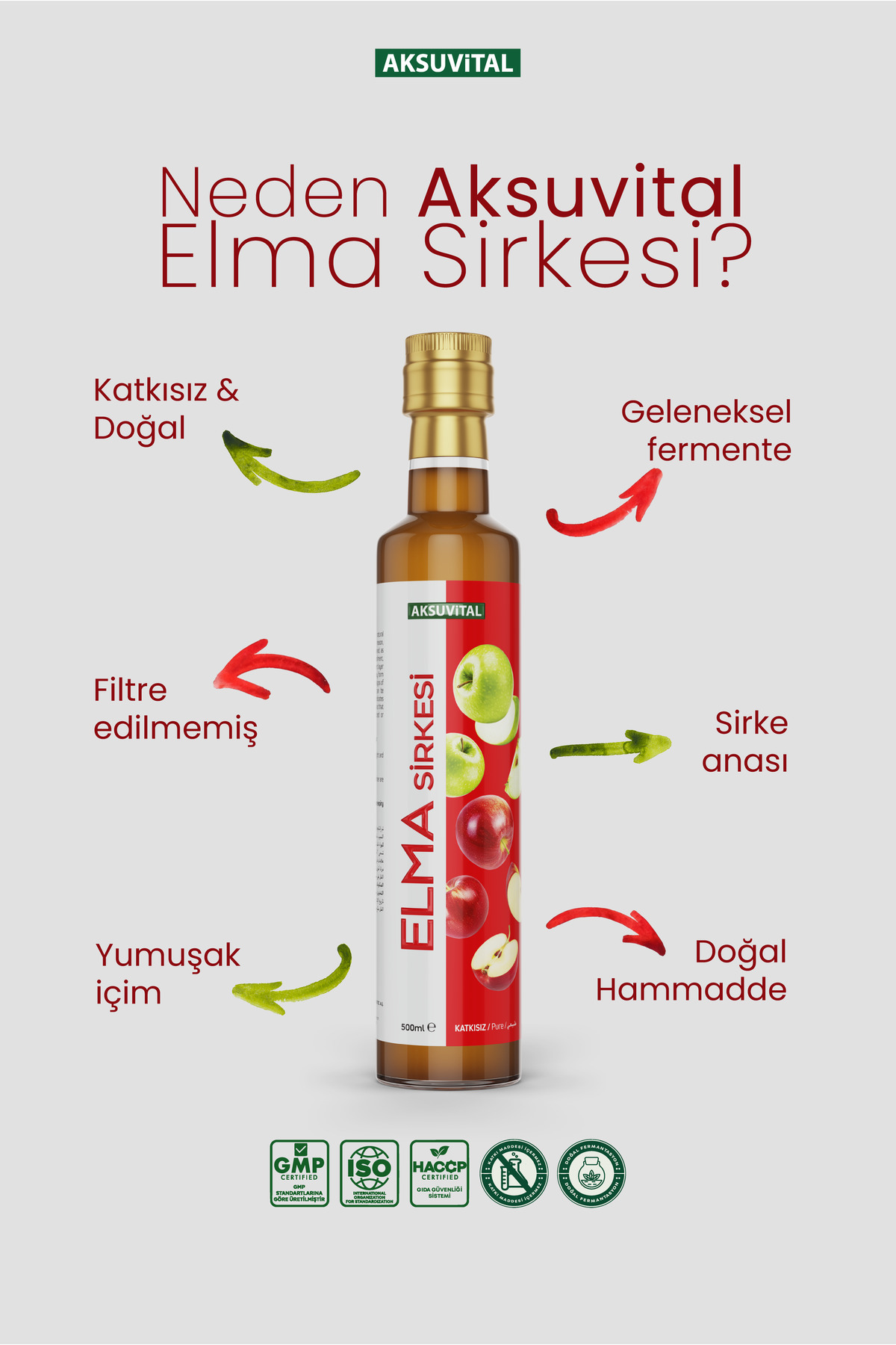 Elma Sirkesi 500 ml - Katkısız, Doğal Fermantasyon