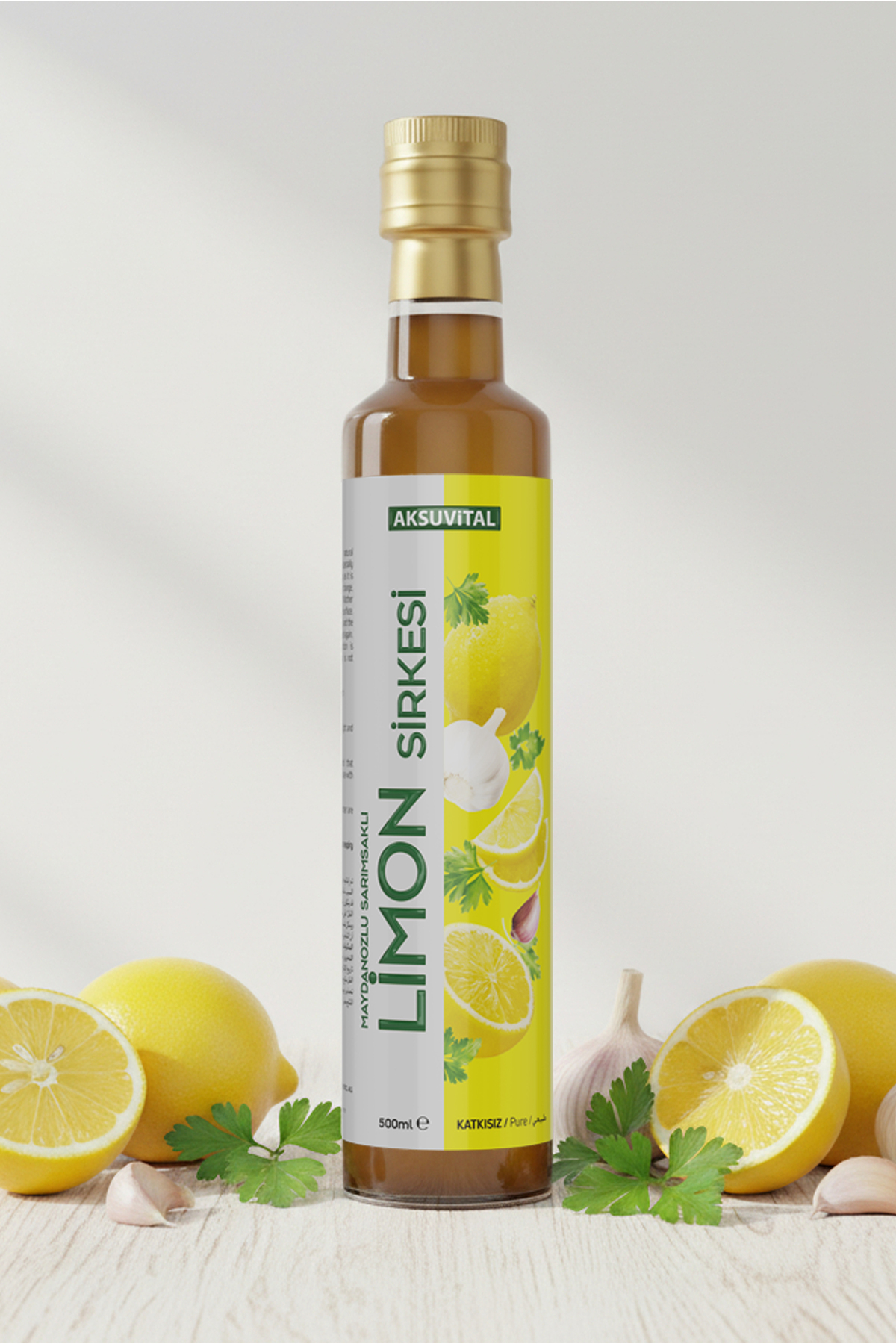 Limon Sirkesi (Maydonoz ve Sarımsaklı) 500 ml - Katkısız, Doğal Fermantasyon