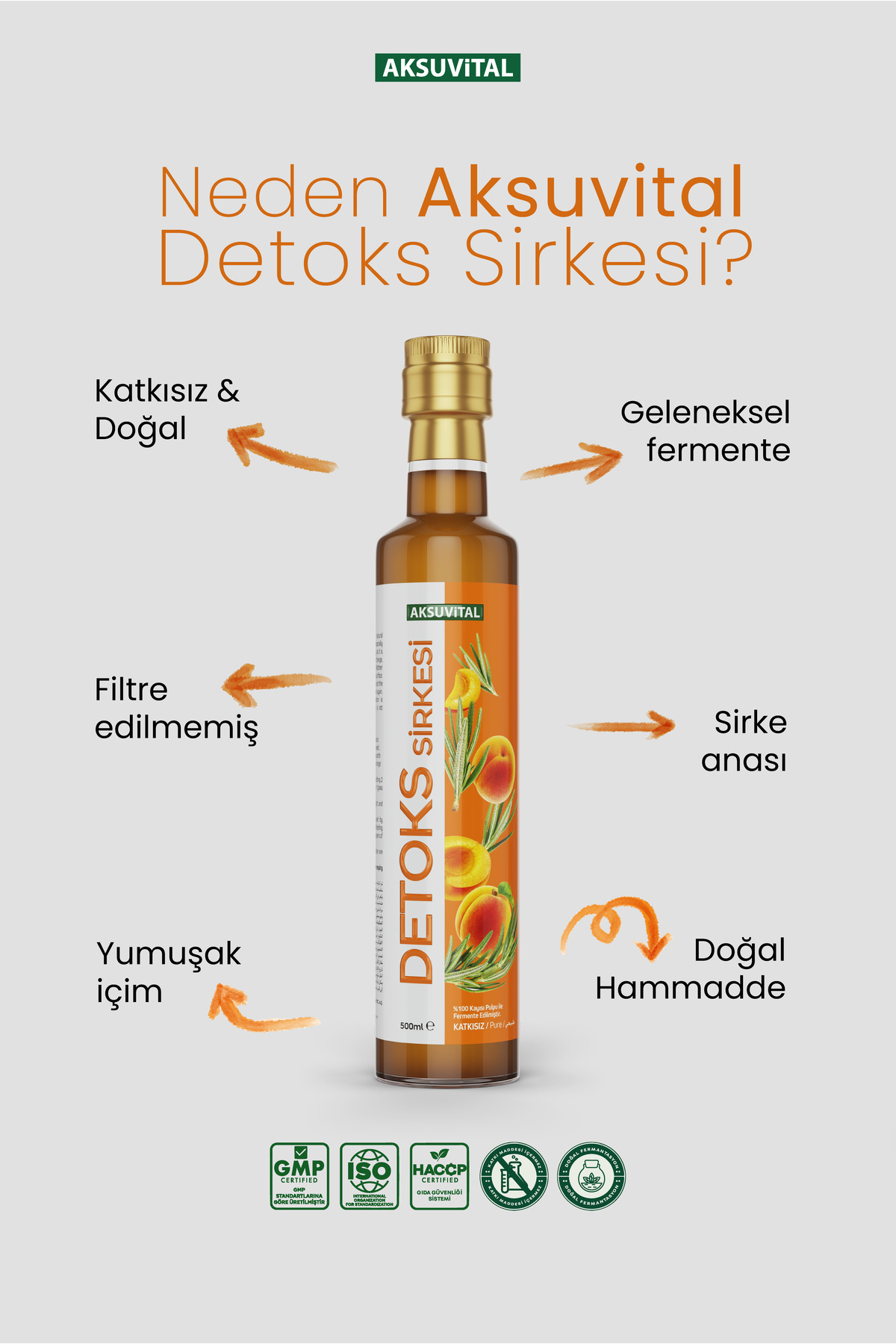 Detoks Sirkesi 500 ml - Katkısız, Doğal Fermantasyon (Detox)