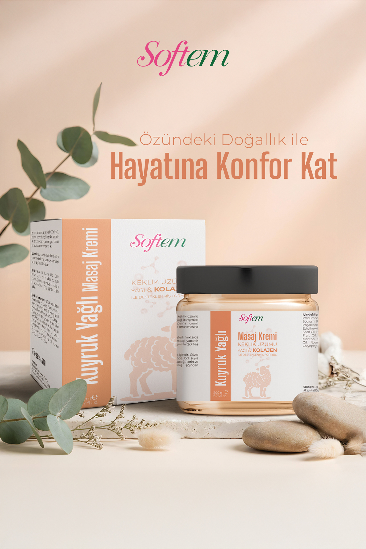 Kuyruk Yağı Masaj Kremi - 200 ml Kolajen Destekli Formül