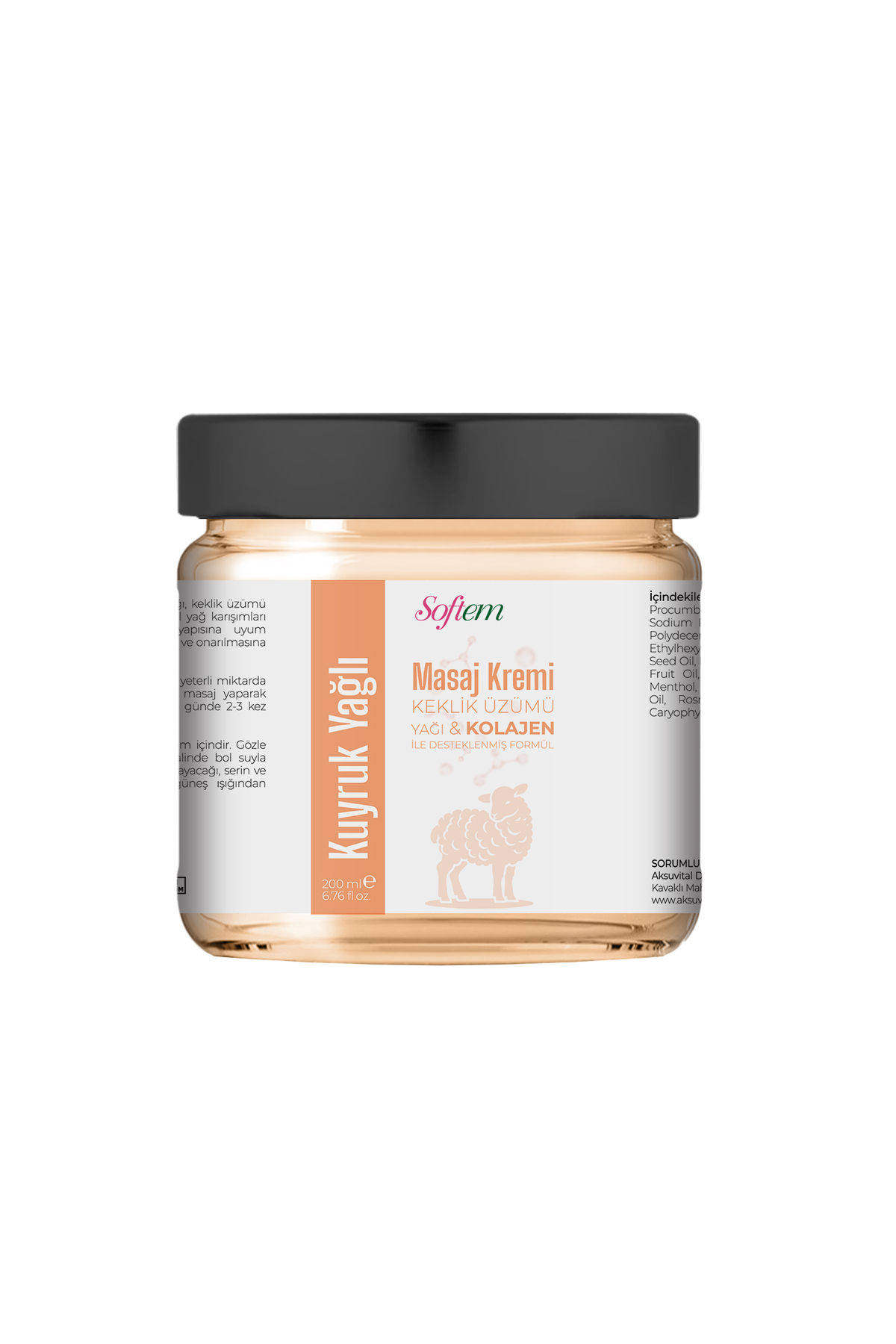 Kuyruk Yağı Masaj Kremi - 200 ml Kolajen Destekli Formül