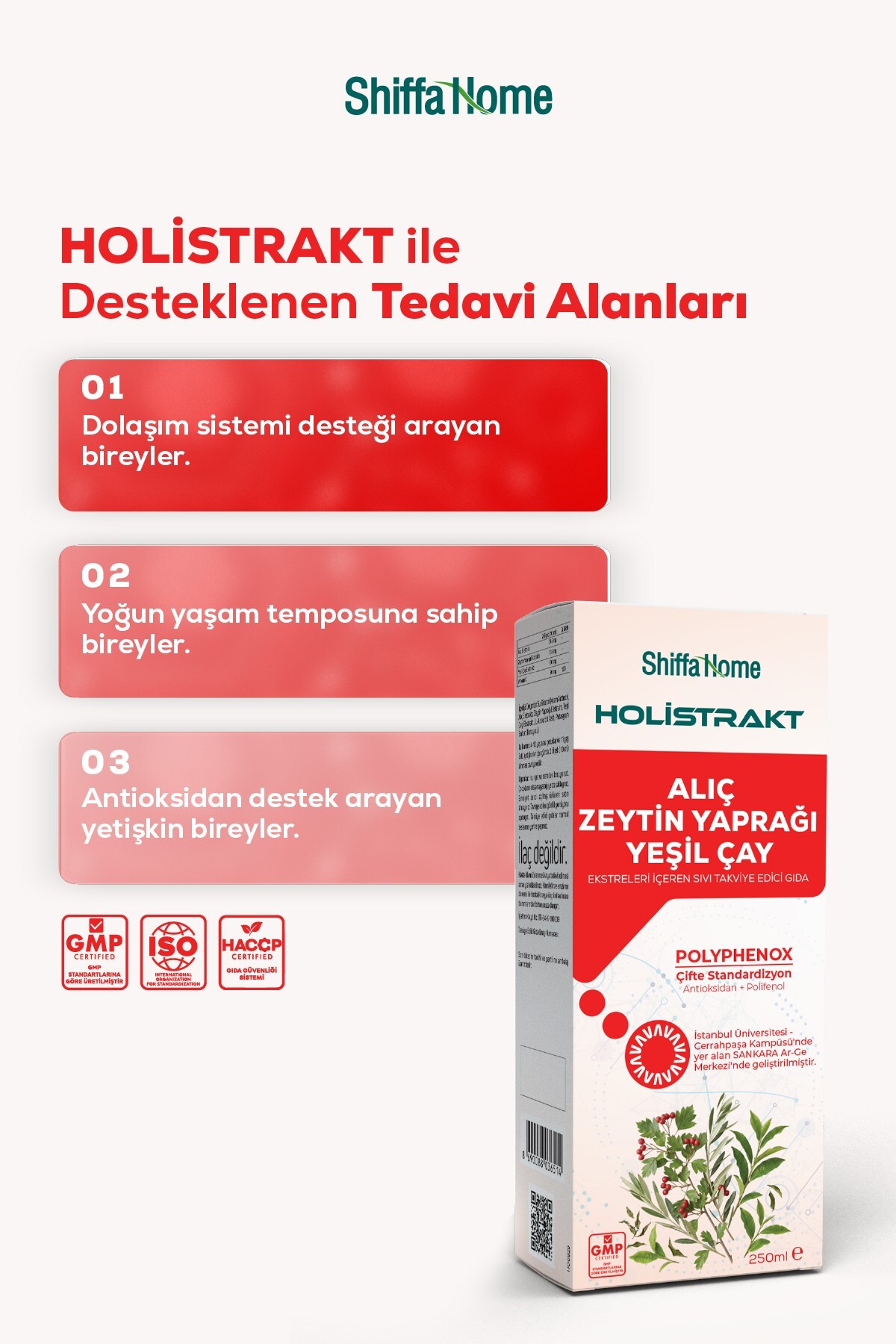 HOLİSTRAKT - Alıç, Zeytinyaprağı ve Yeşilçay İçeren Sıvı Ekstrakt 250 ML