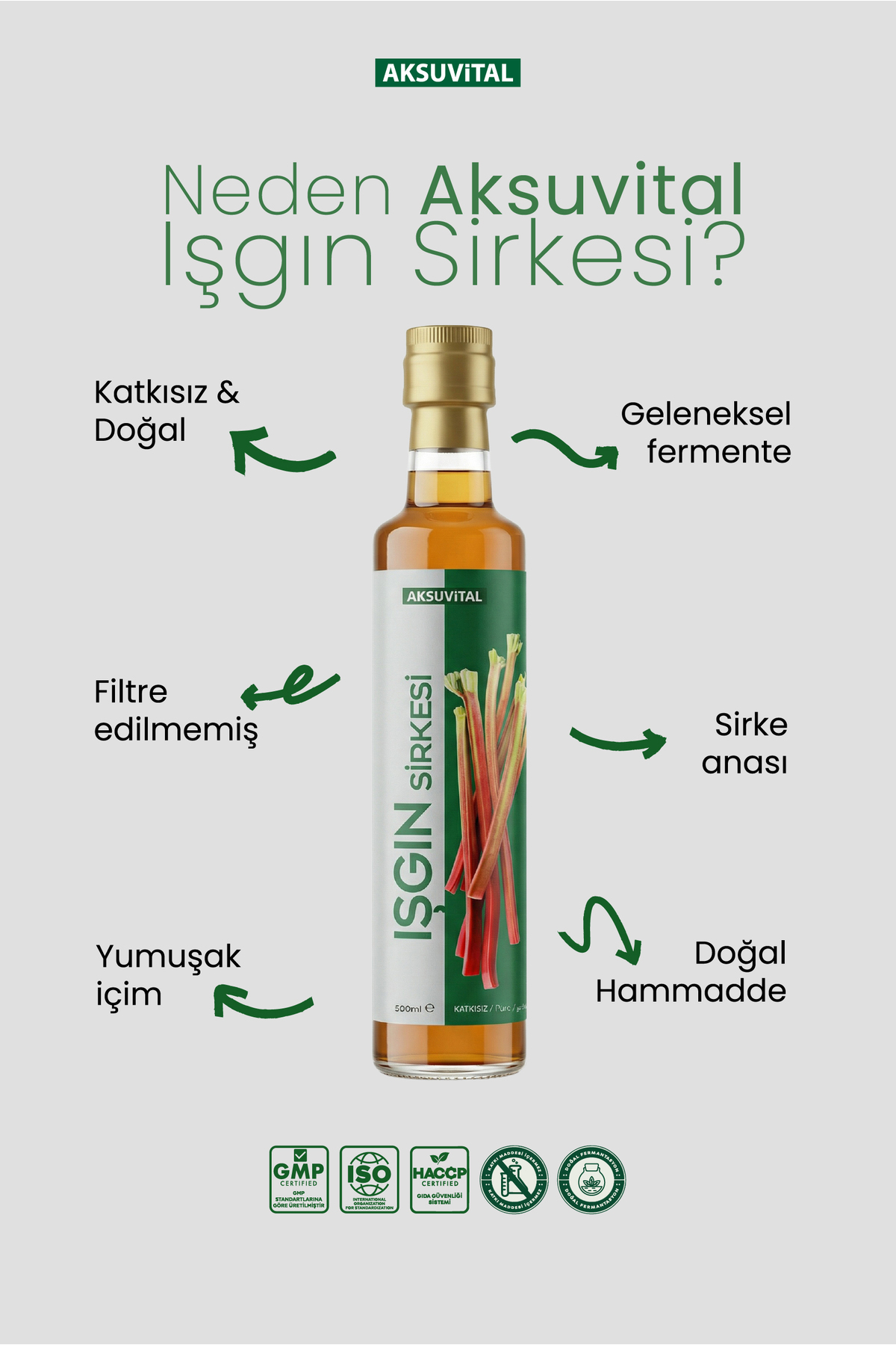 IŞGIN SİRKESİ 500 ML - Işkın Kökü Sirkesi - Katkısız, Doğal Fermantasyon