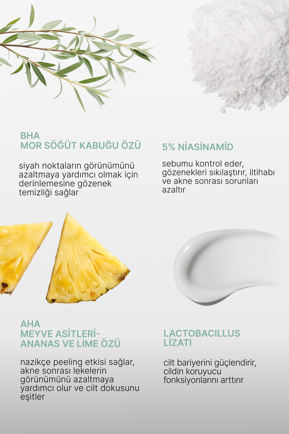 Sivilce ve Akne Karşıtı Cilt Bakım Kremi | Anti-Acne Skincare Cream (Niacinamide, AHA, BHA)