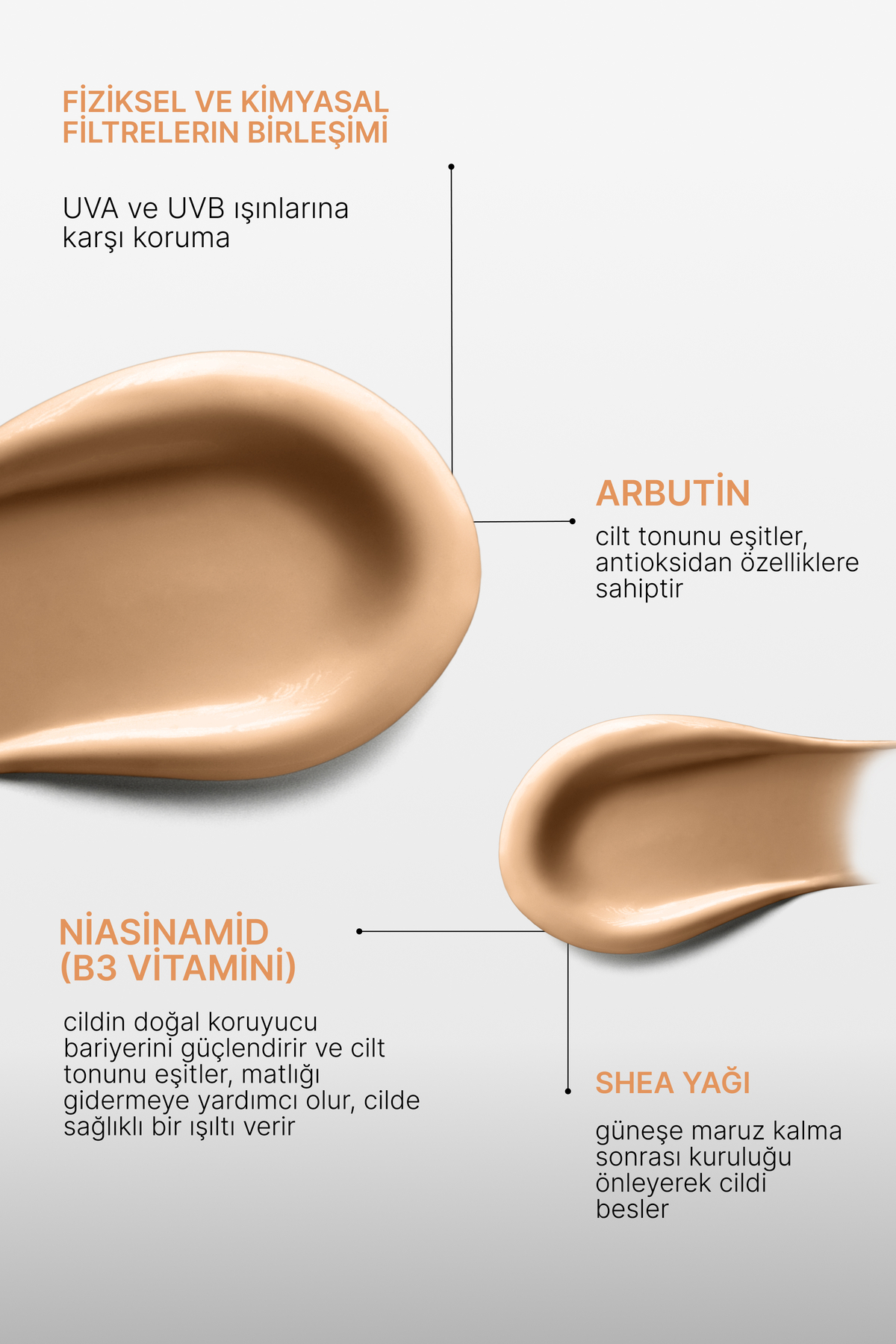 Nemlendirici Leke Karşıtı Koyu Ton Güneş Kremi Spf50 | Sunscreen Spf50 (NİACİNAMİDE,ALPHA ARBUTİN)