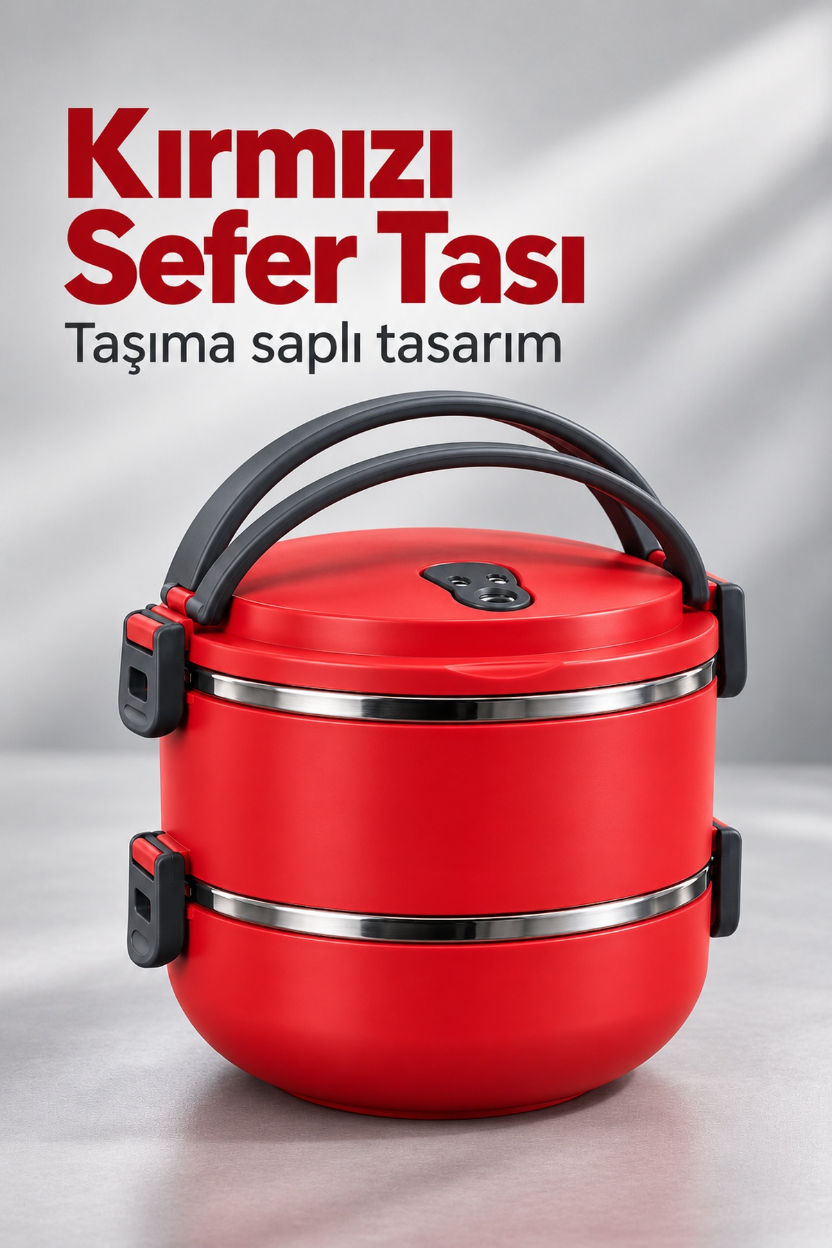 Taşıma Saplı Çelik Hazneli Yemek Kabı İkili Sefer Tası