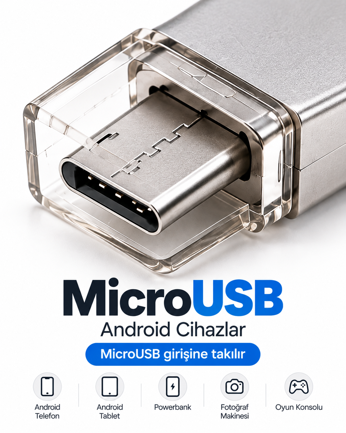 4in1 128GB USB Flash Bellek Lightning Type-C USB-A MicroUSB Girişli Çok Amaçlı Bellek