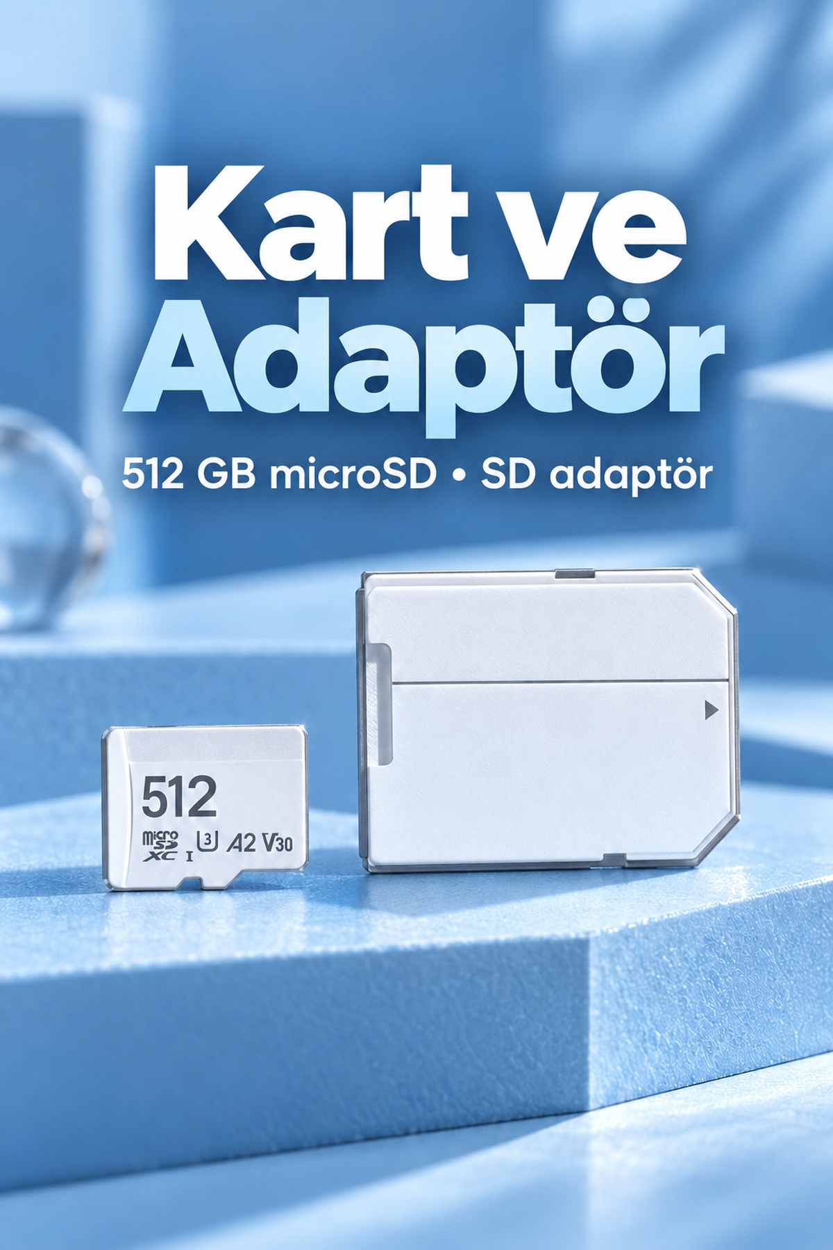 512 GB Bellek Kartı MicroSD ve SD Adaptör