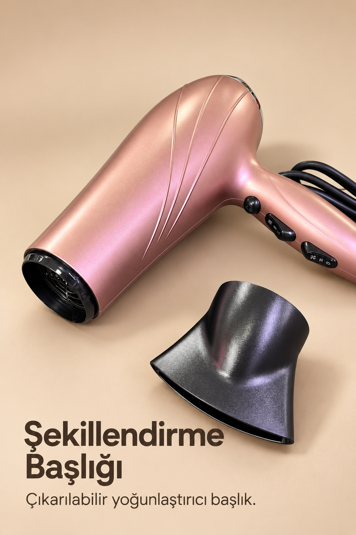 Üç Kademeli Sıcaklık Ayarlı Saç Kurutma Makinesi