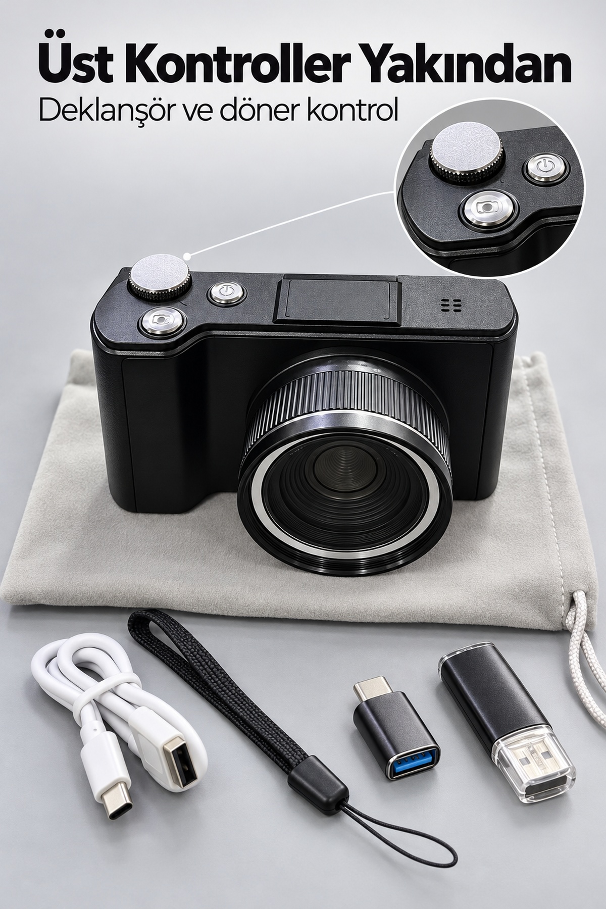 Katlanabilir Ekranlı 4K Vlog Kamerası Otomatik Odaklamalı Dijital Fotoğraf Makinesi