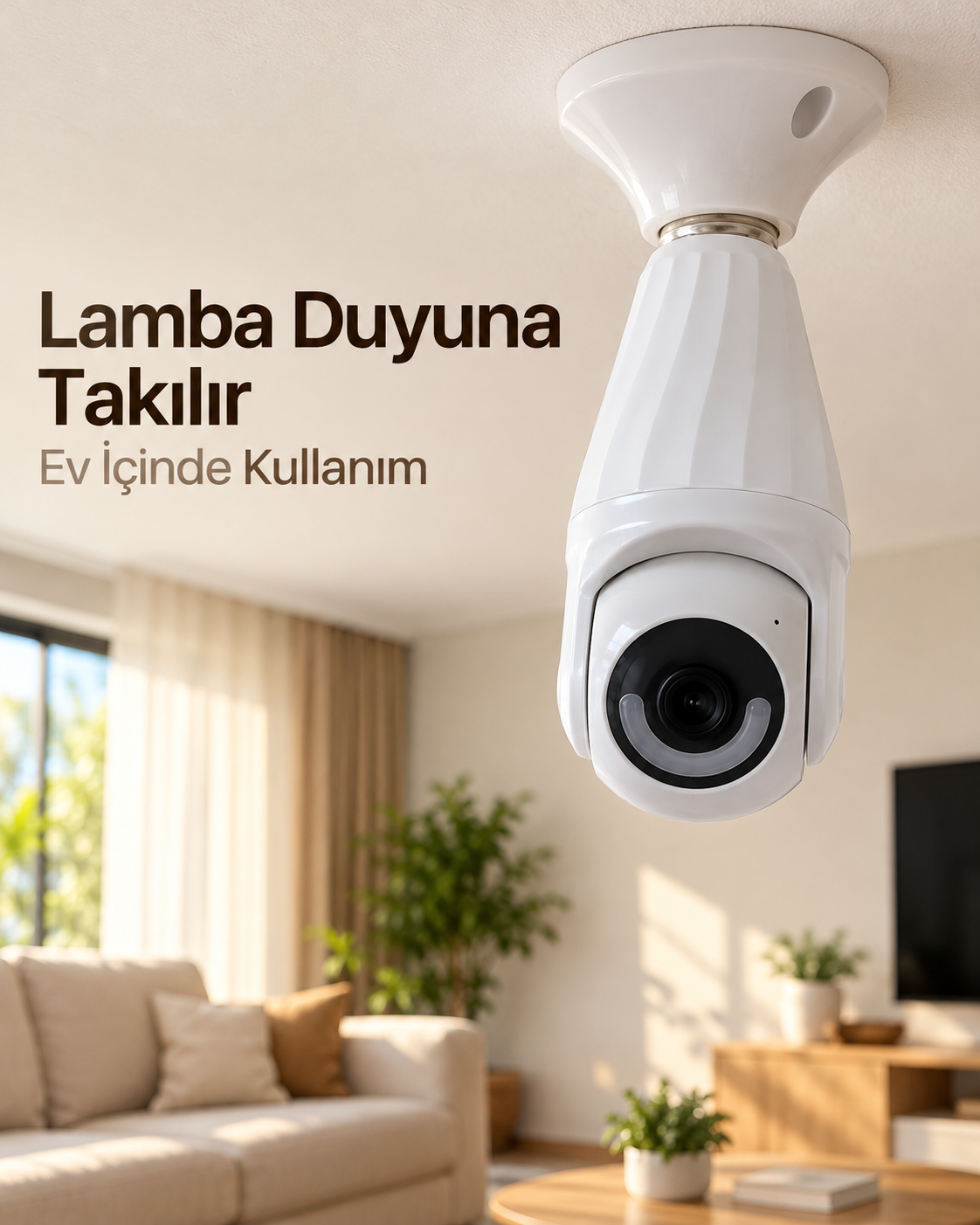 Ev ve Ofis İçin Telefondan Canlı İzlenebilen Duy Tipi Güvenlik Kamerası